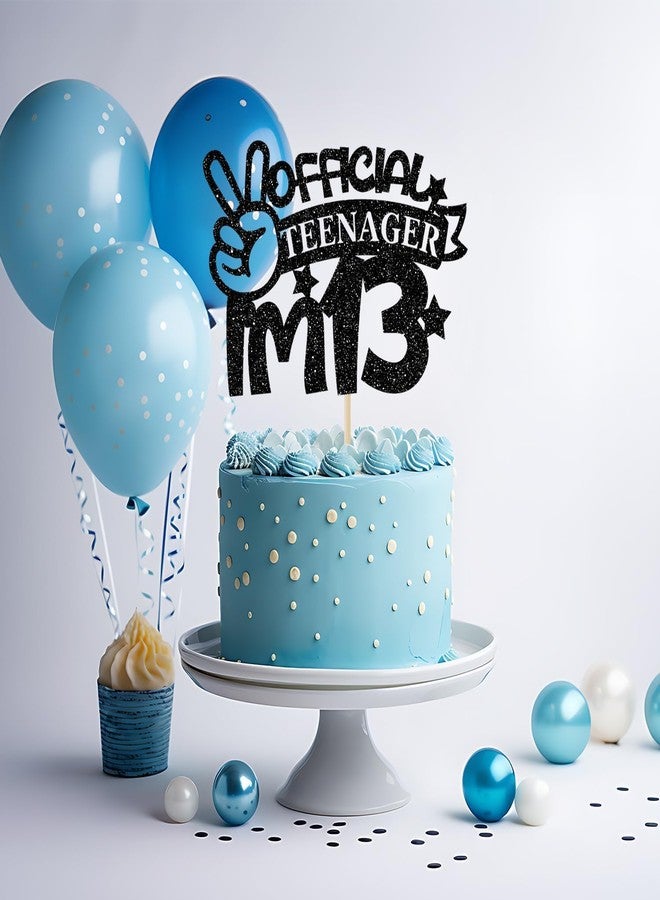 SVM CRAFT زينة كعكة SVM CRAFT®، زينة كعكة رسمية للمراهقين "عمري 13 عامًا"، زينة حفلة عيد ميلاد رائعة للأولاد، زينة عيد ميلاد مضحكة للمراهقين، زينة كعكة عيد ميلاد سعيد 13 باللون الأسود اللامع - Image 3